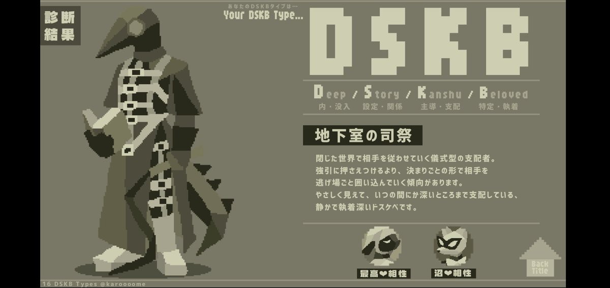 眠れなくてはやりのDSKB診断したらかっこいいのでてきちゃった キャラ
