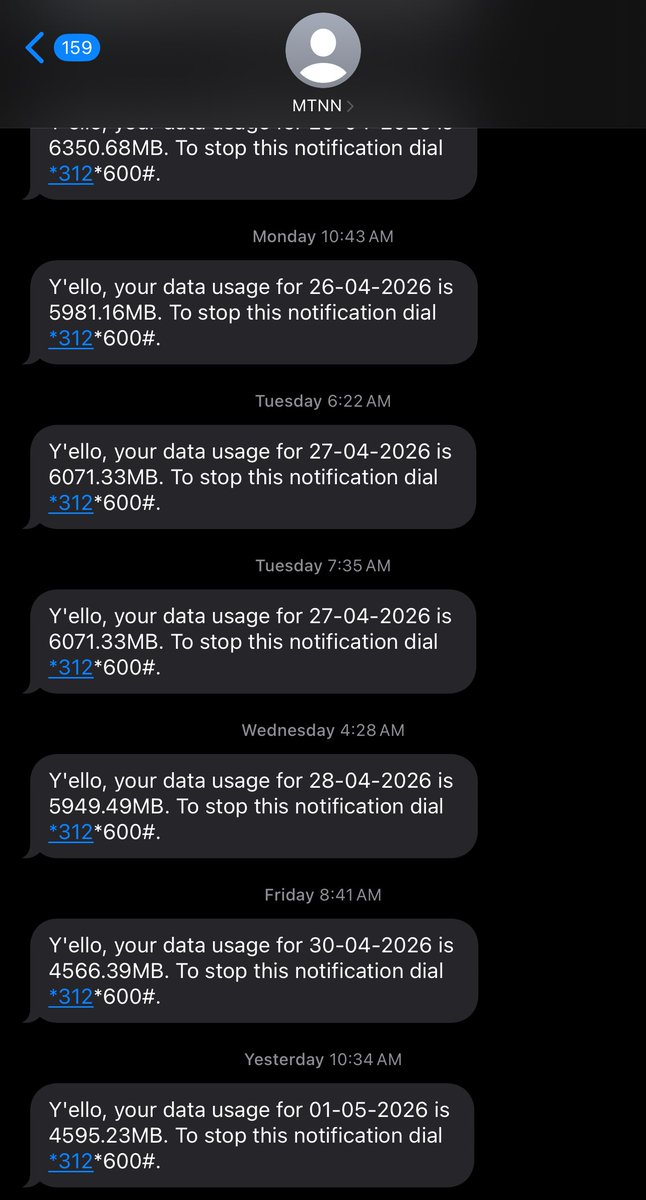 XSages's tweet photo. @MTNNG are absolute thieves

I keep buying 1 week data every 2 days and 1 month data every week

Data doesn’t even last at all, you use it a little and then you’re receiving messages https://t.co/C5H6ouZTHG