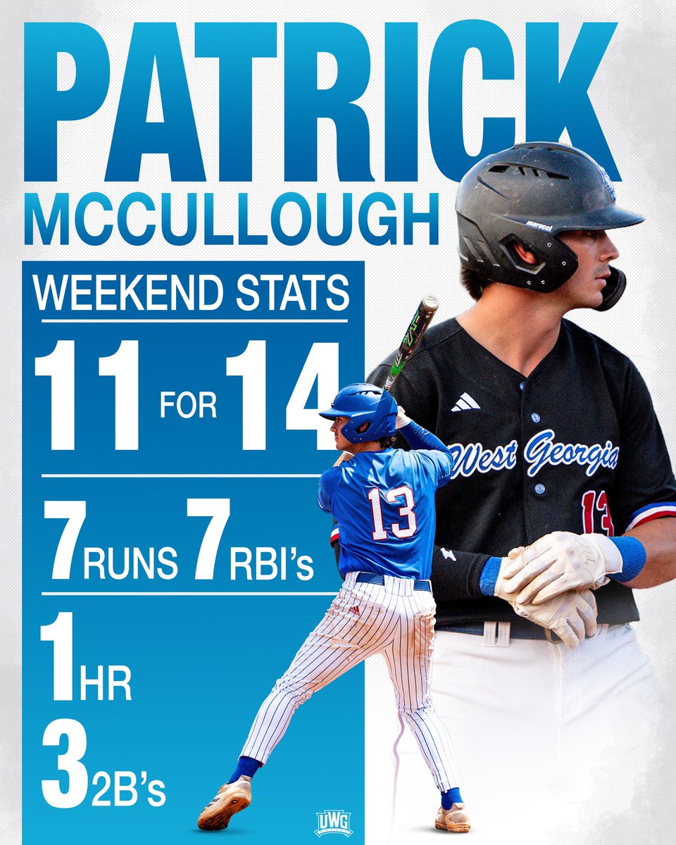 UWGBaseball's tweet photo. BIG numbers for Pat this weekend in his final AB’s at Cole Field 

#BuiltForMore https://t.co/NECGqnNYL8