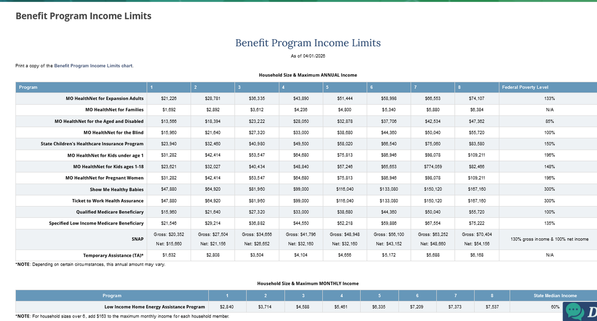 💥This is Missouri income limits for food-stamps & Insurance- Now,see