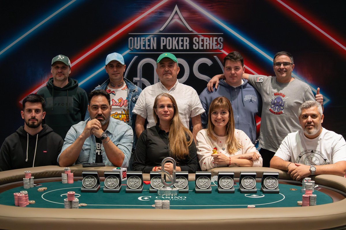 QueenPokerEvent's tweet photo. 📸MESA FINAL MAIN EVENT 

Estos son los protagonistas de la Mesa final de este Main event de Troia el cuál ha tenido una participación de 451 players 

@casinodetroia https://t.co/jEBz9rpTeE