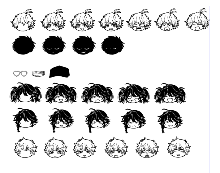 wakametakenoko's tweet photo. 吹き出しに貼る顔アイコン予め作っといたら描くとき便利かな～と思ってしそうな表情予め作ったけど辻、少ない https://t.co/QYzyad5ias