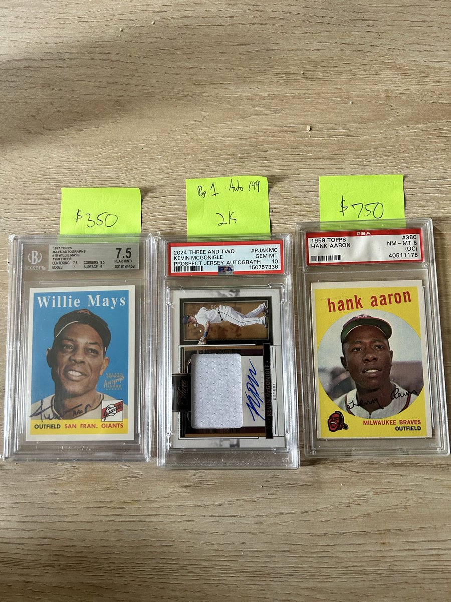 flamadiddledoo's tweet image. Sunday Might Slabs: DM Offers and Questions. Stickers show low pop and numbered. Mays on card Auto. 

@HobbyRetweet_ #thehobby #slabs #sale