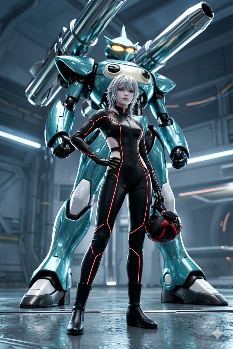 AI_nosnest's tweet photo. #CHATTYROBO

The silver-haired pilot and her 5-meter polished titan.

#AIArt #AIArtwork #Cyberpunk #Mecha #SciFiArt #SilverHair #FemalePilot #生成AIで巣 https://t.co/HuSjPMMaGn