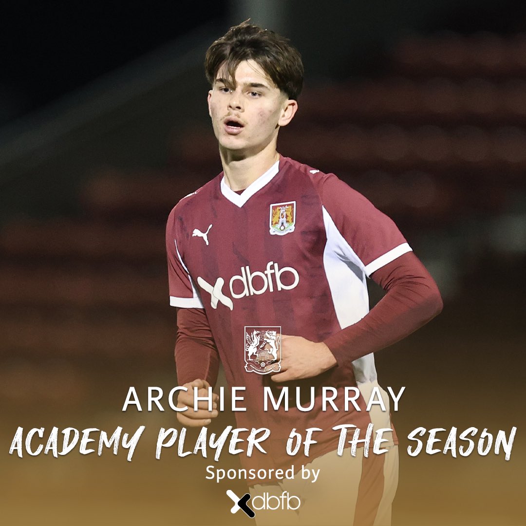 ntfc's tweet photo. 🏆 Congratulations to Archie Murray who is our Academy Player of the Season! 

Award sponsored by @dbfbcomms 🤝

@NTFC_Academy

#ShoeArmy 👞 https://t.co/58I4Dvcmve
