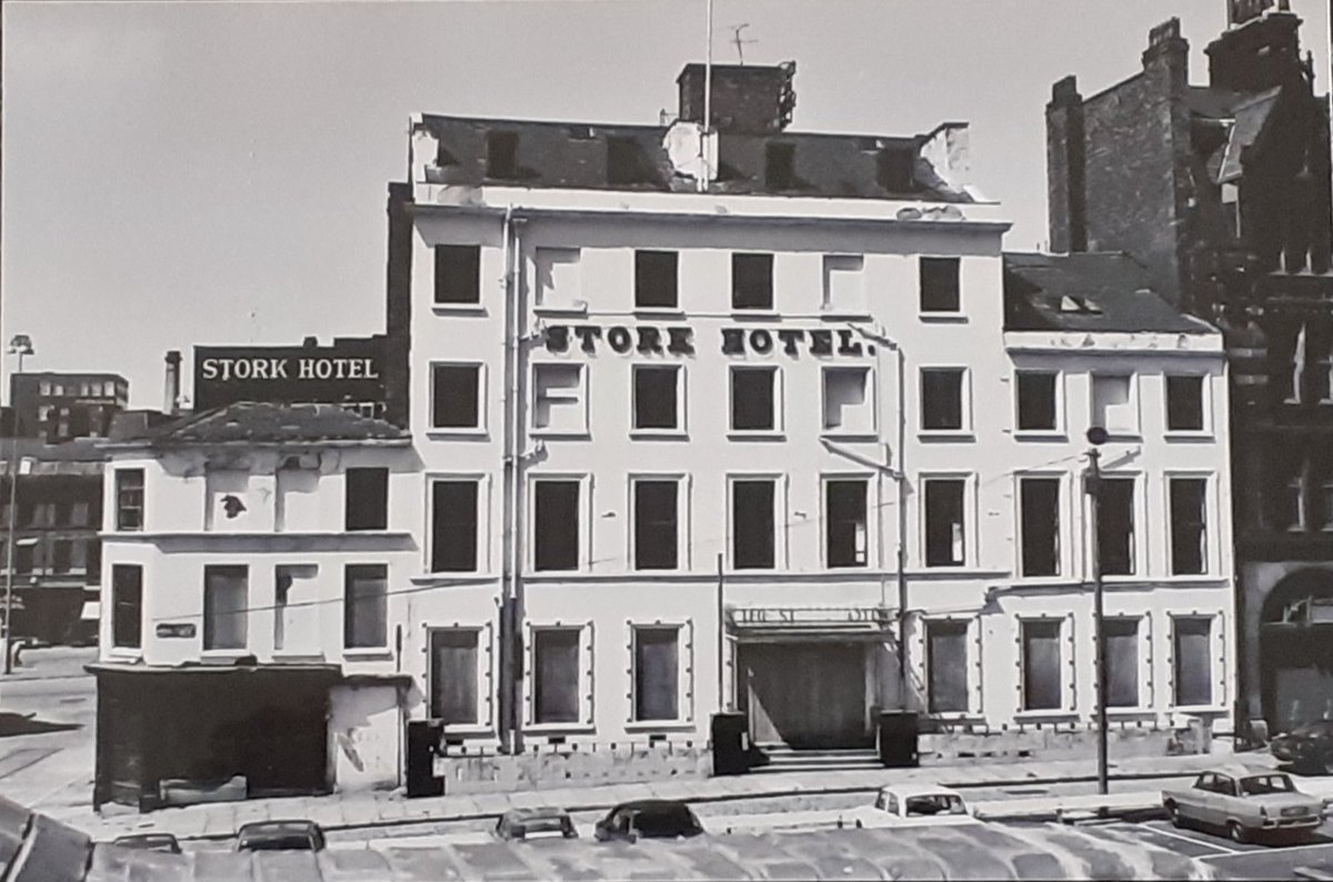 oldpicposter's tweet image. 1975 The Stork Hotel, Queen Square derelict just before demolition #liverpool