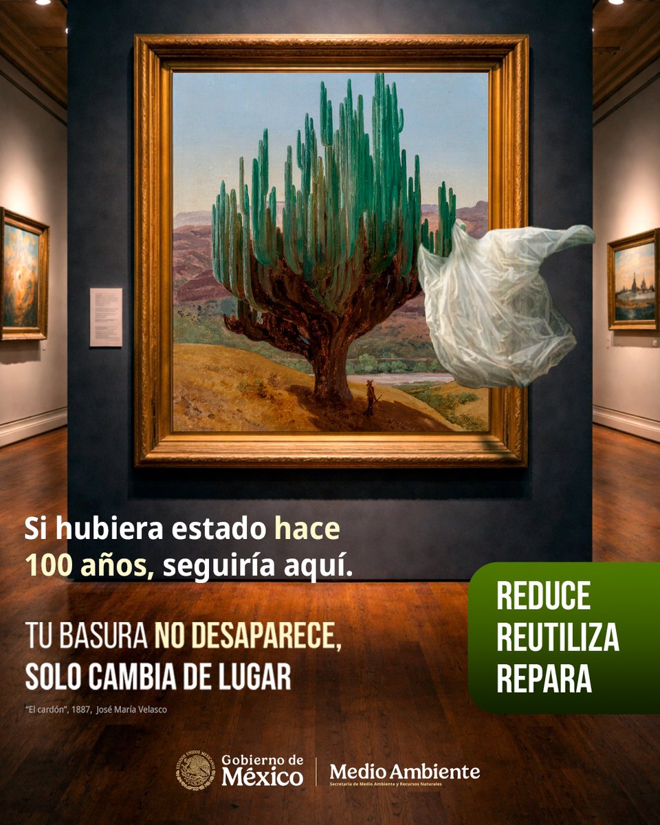 SEMARNAT_mx's tweet photo. La basura no desaparece: solo cambia de lugar.
Actuar hoy es la mejor forma de cuidar nuestro entorno mañana. 🌱
#Reduce #Reutiliza #Repara https://t.co/q3OFMB4p30