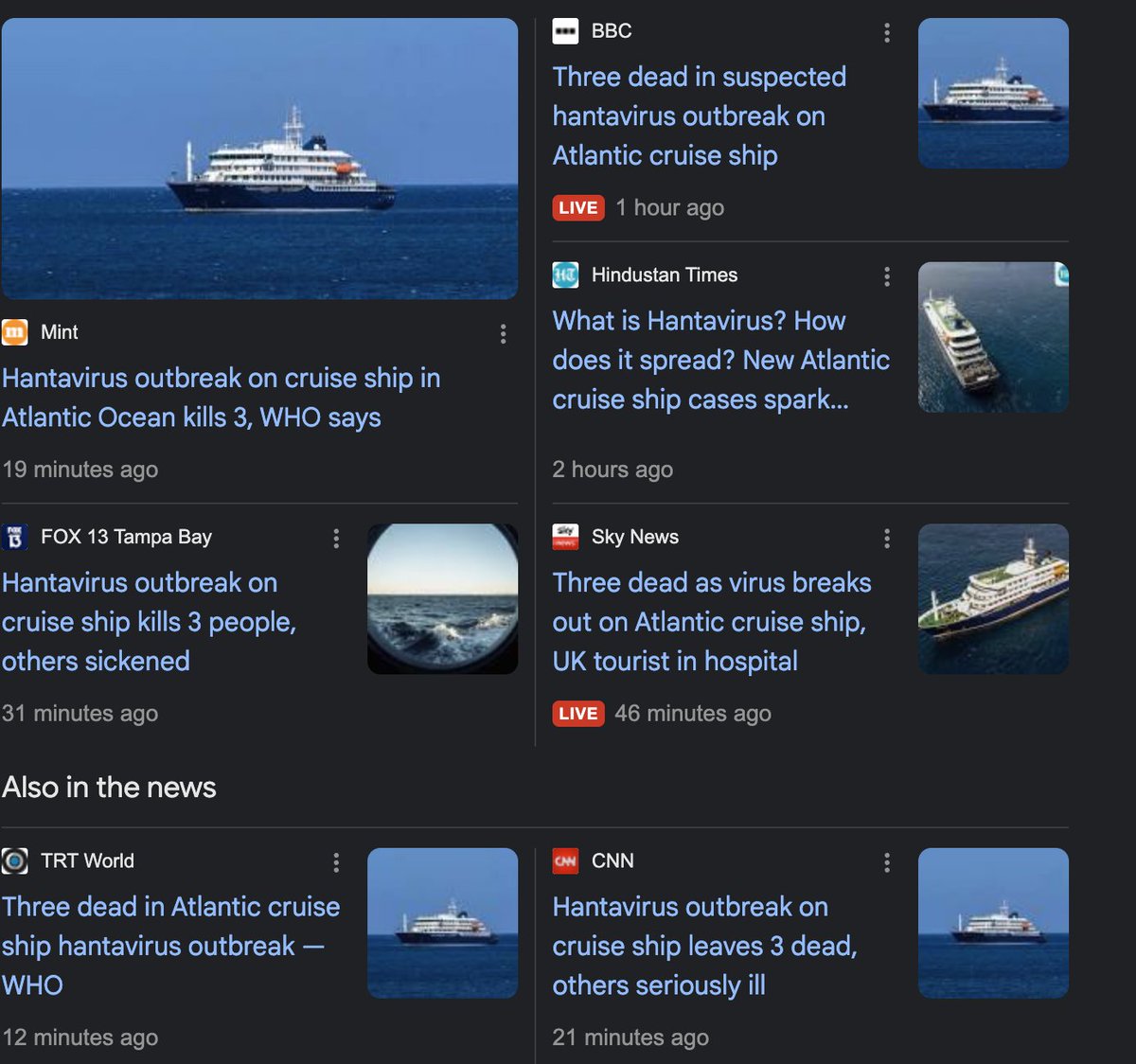 ON888666's tweet photo. Hantavirus is literally on every news in the last 30 minutes ?! New virus outbreak ?!

Deploying with cashback and preparing comms asap + paying dex https://t.co/adbRxMqeMF