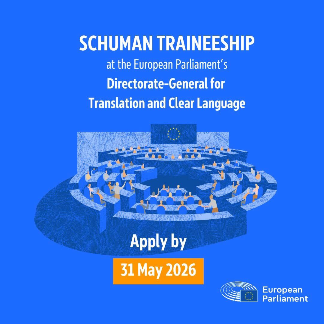 gyina_yie's tweet photo. 📣 Apply for a Schuman traineeship with us!

✅ Are you passionate about languages?
✅ Do you want to meet people from all over Europe?
✅ Would you like to gain professional experience in an international setting?
✅ Are you curious about the work of the European Parliament's translation service?

Apply for a five-month paid traineeship at the Directorate-General for Translation and Clear Language (DG TRAD). 
We offer positions in translation and editing, audiovisual translation, communications, language technologies, administrative or IT support and much more...

Join us in Luxembourg or Brussels 📍

Check out the details and apply by 31 May 👉 https://t.co/fmkldfX3le

#SchumanTraineeship #traineeship #translation 

Copied: European Parliament Translation Service
