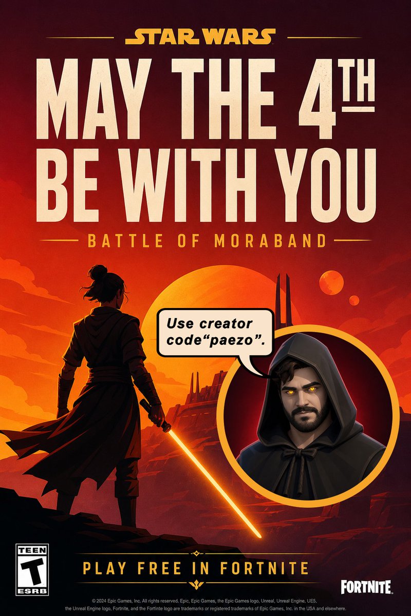 pkassotis's tweet photo. MAY THE 4TH BE WITH YOU! #Fortnite #StarWarsDay #BattleOfMoraband #Paezo #MayThe4th https://t.co/yQjduxZDm4