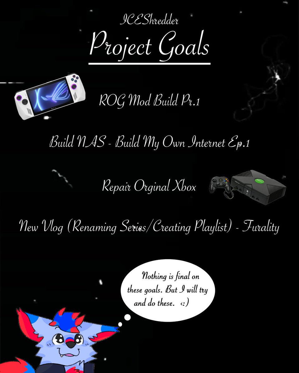 Some projects I want to announce that I have planned or in the works. This is to kind of fill in for the rest of this year. 

Thanks to all my friends and my family for supporting me on these projects too! 

 #Furry #videoprojects #YouTube #diy #futurecontent