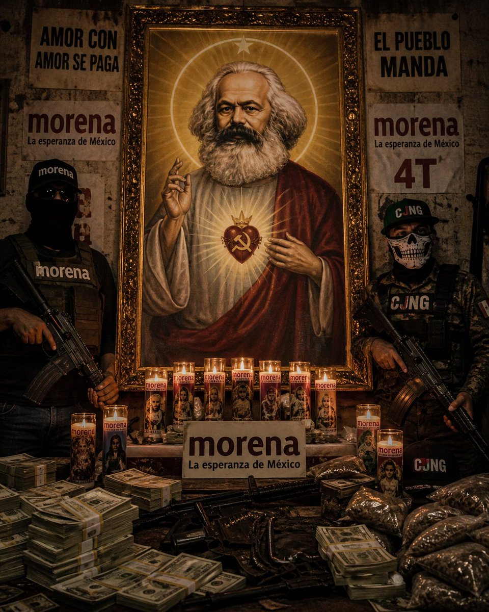 GildoGarzaMx's tweet photo. 🔴#TiroAlAire Leí por ahí a los que maman a Marx como si fuera santo patrono del jodido.

Mucho proletariado, mucha lucha obrera, mucha derecha malvada… pero en cuanto pueden cruzan a Estados Unidos a vestirse en Burlington, a tragar en Red Lobster y a gastar en dólares lo que aquí nunca podrían justificar con salario limpio.

Ahí se les cae el teatro.

Odian al capitalismo en columna, pero lo disfrutan en oferta de temporada.
Condenan al gringo en público, pero lo visitan en vacaciones.
Defienden al obrero en discurso, pero viven pegados al presupuesto.

Y mientras ellos predican revolución con la panza llena, el trabajador real paga cuota, cierra temprano, vive con miedo y se parte la madre para que estos vividores sigan escribiendo sermones de izquierda desde la comodidad del privilegio.

No es Marx.
No es lucha social.
No es conciencia de clase.

Es hipocresía con viáticos.
Es resentimiento con bolsa de compras.
Es narco socialismo de boutique pagado con dinero público.

Las y los que siguen...