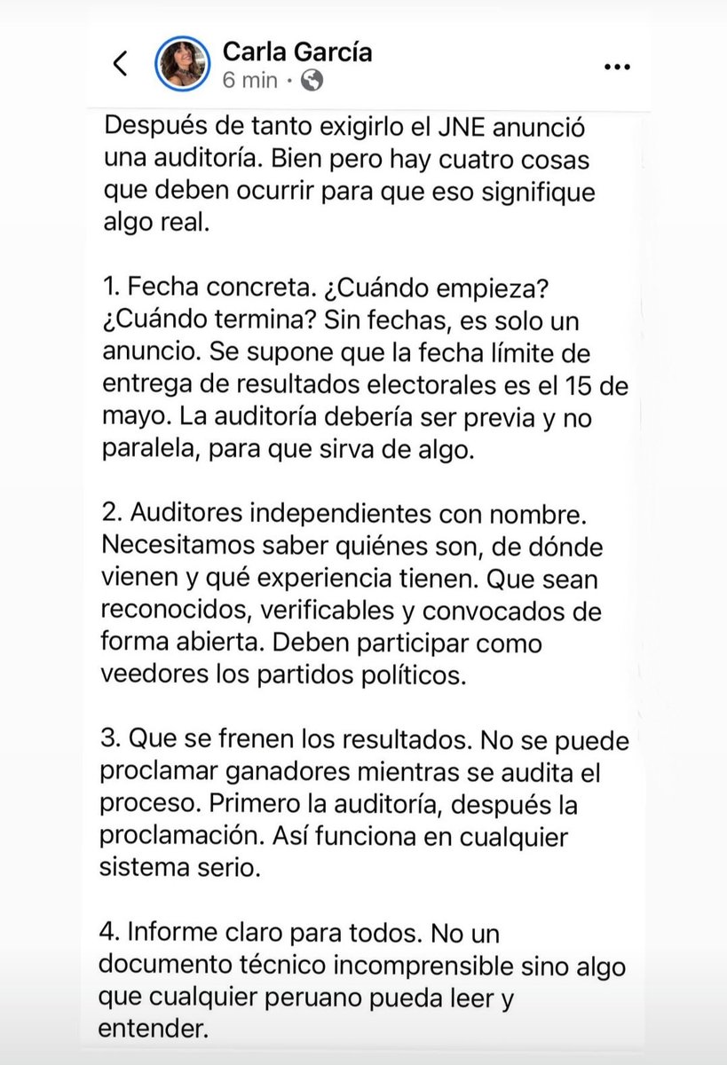 MigSalino's tweet photo. Totalmente de acuerdo con Carla García. @esquinabaja 
@JNE_Peru @robertoburneob https://t.co/hrPd1PGnOm