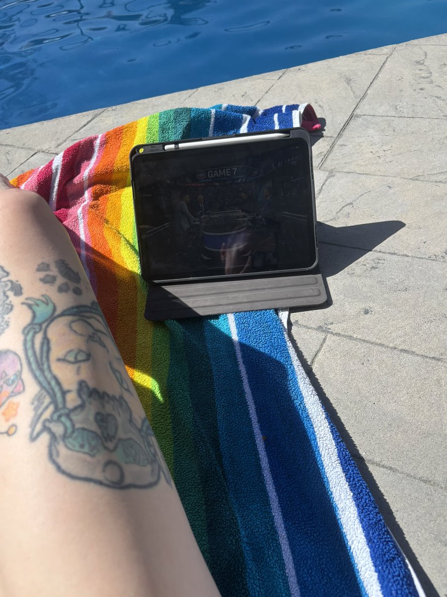 HelloSadie's tweet photo. pool day but can’t miss the habs https://t.co/bxrDKUqgoA