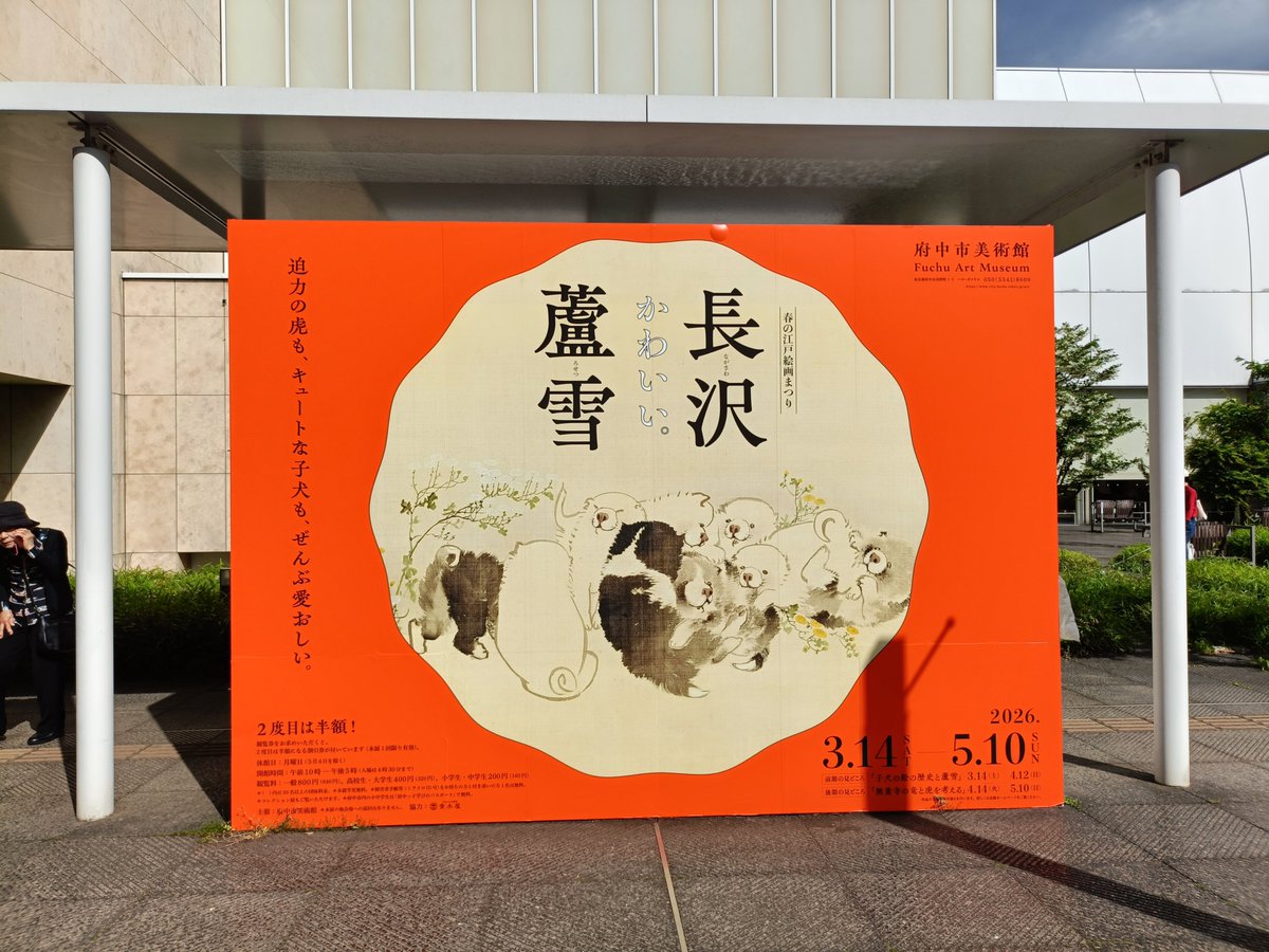 hadukiart's tweet photo. #府中市美術館 で-5/10まで開催の #春の江戸絵画まつり #長沢蘆雪 後期行ってきました。

チケット購入の列は長めですが、展示室は大混雑というほどでもなく、無量寺の竜虎図襖は最前列で鑑賞できました。
明るい会場で虎の毛並みや筆致までよくわかり、とびかかってきそうな迫力が体感できます。↓ https://t.co/eeZJxqQdlD