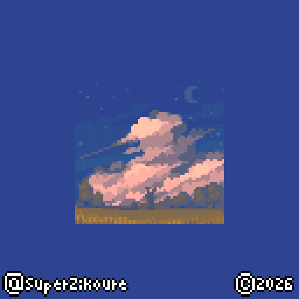 SuperZikoure's tweet photo. Day 605: clouds
#pixelart #ドット絵 #art #dailies https://t.co/JcBks2tQxi