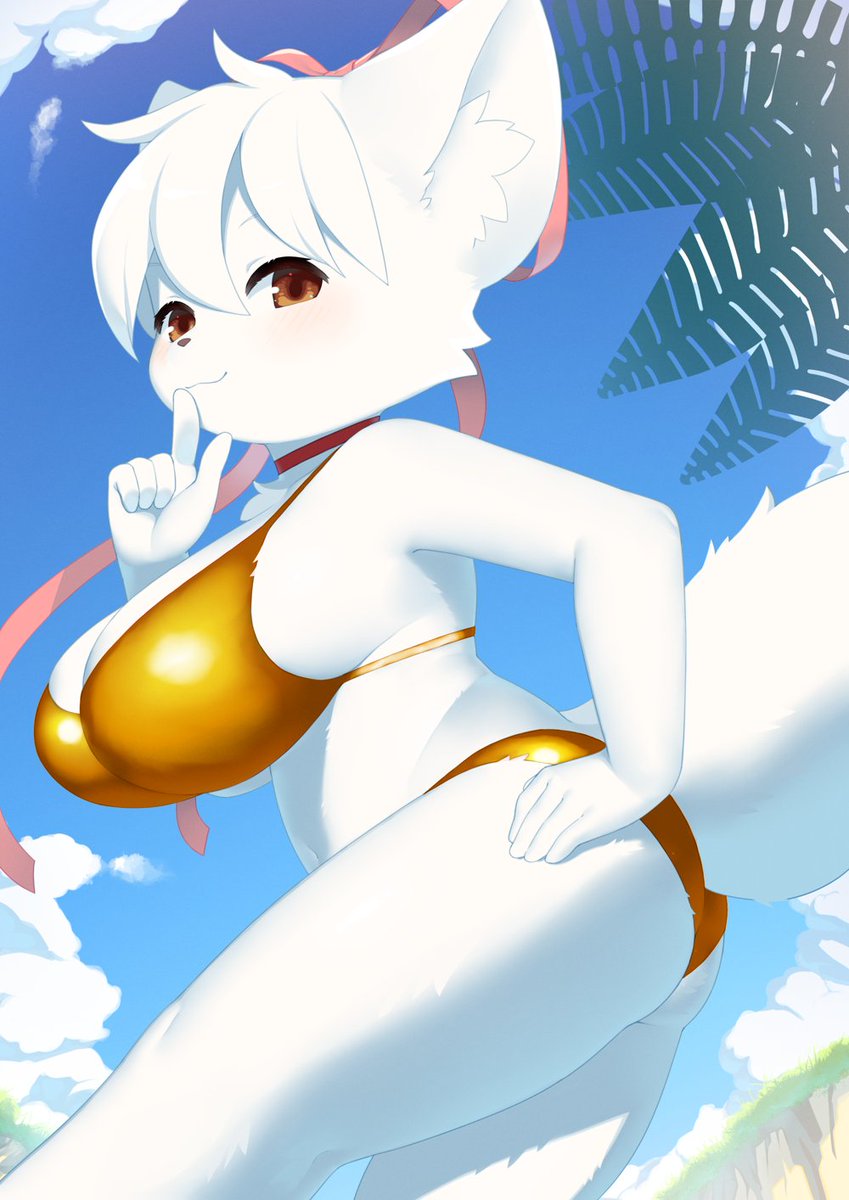 All these fluffies out on the beach, Bela seems to be blending right in!

Gold bikini edit I did for a tease on <a href="/848siba/">はしば</a> lovely Skeb work from 2022