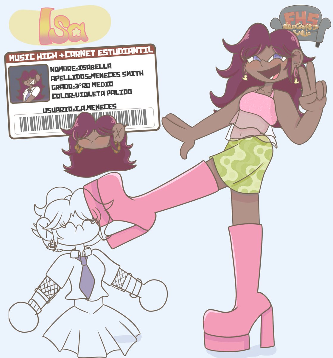 fhssdf's tweet image. Ella es Isabella✨️

Es una de los hijos de Bon y bonnie. Ella se adapto muy bien a bonnie compartiendo humor. 

Es una chica divertida y carismática. Es la que siempre sigue la locura de Nico...o crea la suya.
▪︎
☆
▪︎
#fhs #fhssdf #bxb #fnafhs #fhsau #fhshijos
