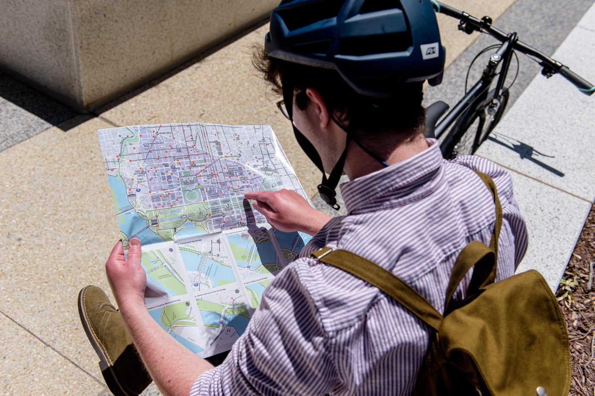 goDCgo's tweet photo. The 2026 DC bike map is out for National Bike Month! It highlights protected lanes, off‑street trails, shared lanes, and route updates. Download to plan your next ride: https://t.co/rcZoU5NqXH  #NationalBikeMonth #DCBikes 🚲 https://t.co/CzcxVjKvoe