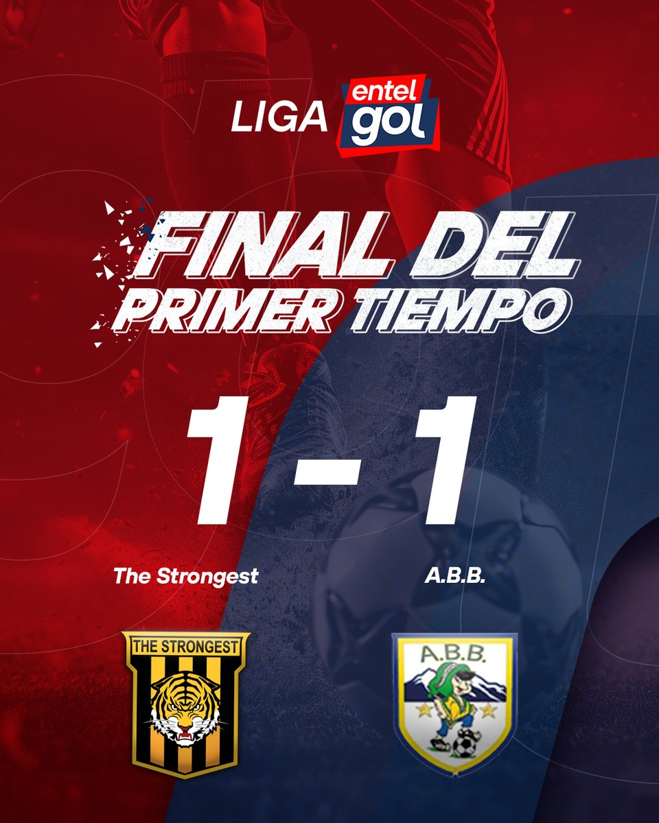 entelgol's tweet image. ⏱️ Final del primer tiempo 🔥⚽

The Strongest 1️⃣ - 1️⃣ ABB
Partido abierto y con emociones 👀💥
#LigaProfesional2026 #TheStrongest #ABB #Fecha5 #EntelGol #FútbolBoliviano