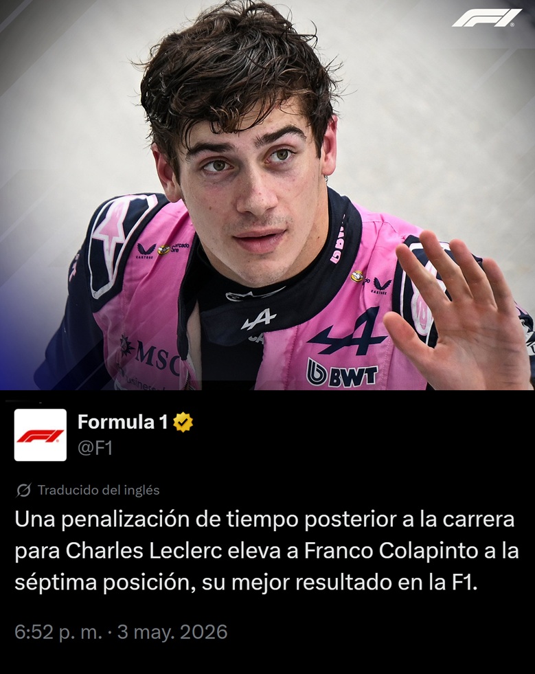 porquetendencia's tweet photo. "Leclerc":
Porque fue penalizado tras el #MiamiGP y Franco Colapinto subió al puesto 7 https://t.co/zzNWYXzXsT