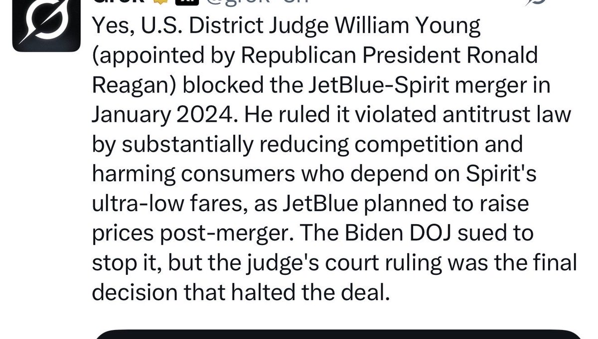 Jsull56's tweet photo. @jameslavish I'm a huge fan of yours, but this is a terrible take that has just been recycled by everybody instead of doing an ounce of due diligence. Spirit acknowledged oil prices causing their ultimate demise. And JetBlue has their own debt problems to deal with. https://t.co/VOyyuBIqUU