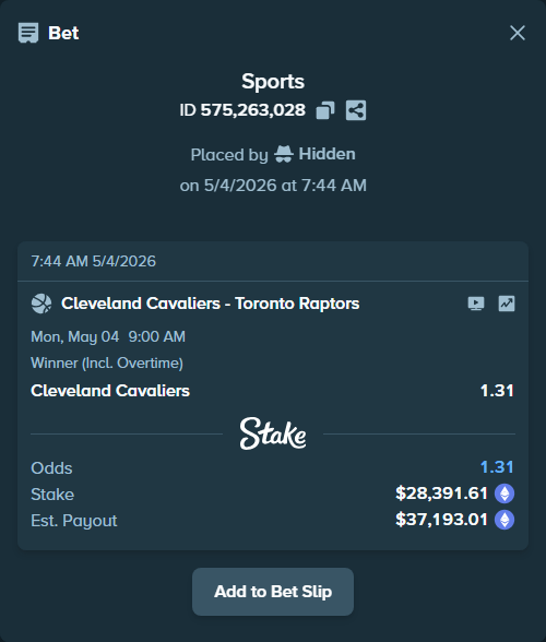 stakehighroller's tweet image. Cleveland Cavaliers - Toronto Raptors just got a $42,630 ticket. Payout if it lands: $55,845.

Run it back: stake.com/sports/home?ii…

#Basketball #NBA