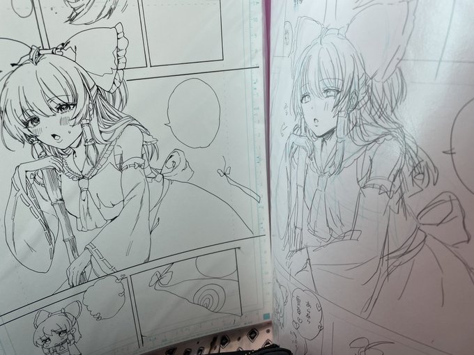 下書きをトレースしてペン入れをしているので、下書きと見比べられる様になってます 