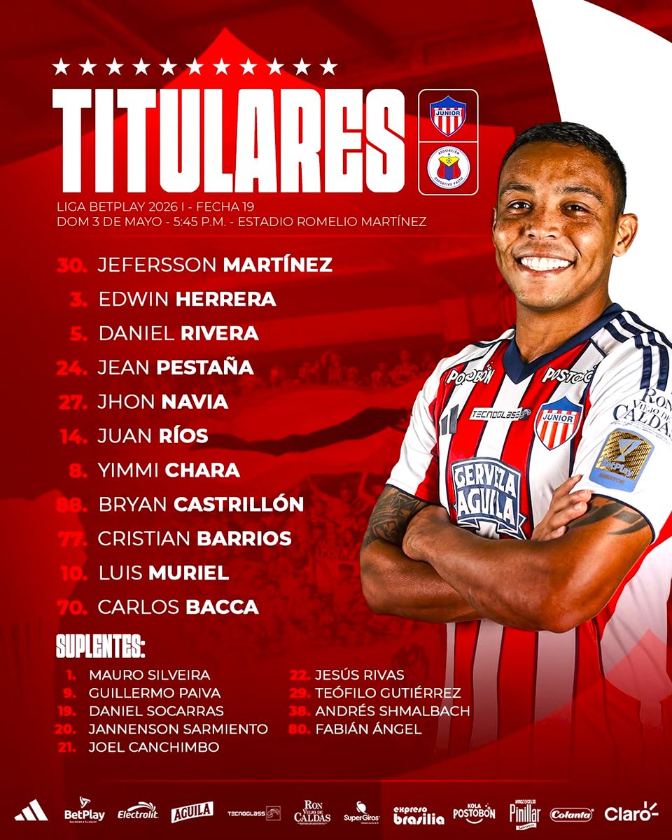 Joshtve_'s tweet photo. 🚨 ¡SORPRESA TOTAL en el Junior! 🦈 Bacca y Muriel van de titulares vs. Deportivo Pasto. Nadie lo vio venir 🔴🔵🔥
#JuniorFC #Bacca #Muriel #LigaDimayor #FutbolColombiano  @JoseMolinaresC1 @insolado 
https://t.co/vBpdetOTx3 https://t.co/nRs6L0I4SP