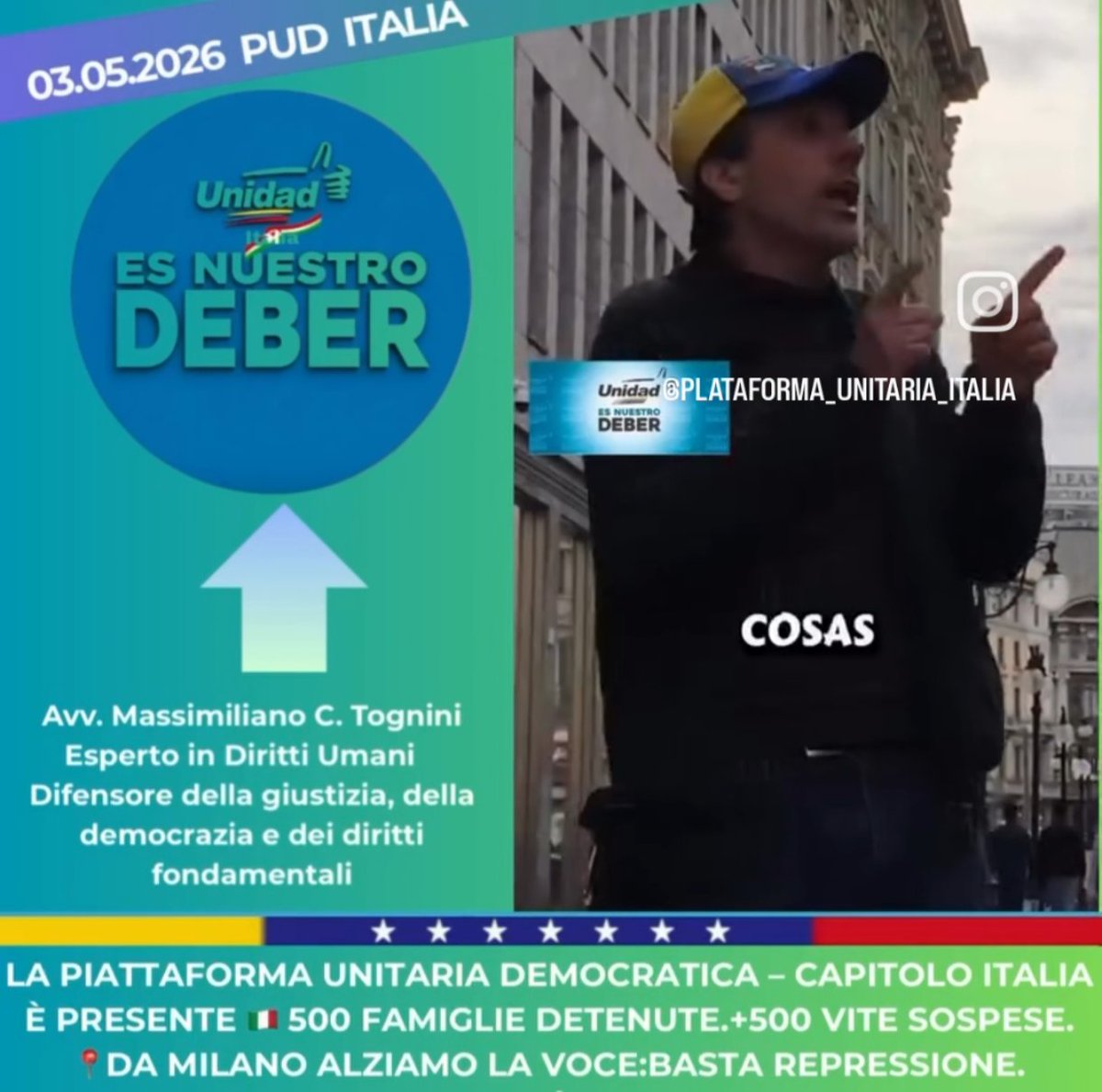 MCTOGNINI's tweet image. Desde #Milano nos unimos al grito de libertad en todo el mundo, alzamos la voz por la libertad de todos los presos políticos y por la democratización de nuestra amada #Venezuela

#EsNuestroDeber
#QueSeanTodos
@UNIDADITAL42061
@unidadvenezuela
@PartidoCOPEI
instagram.com/reel/DX4xr0itr…