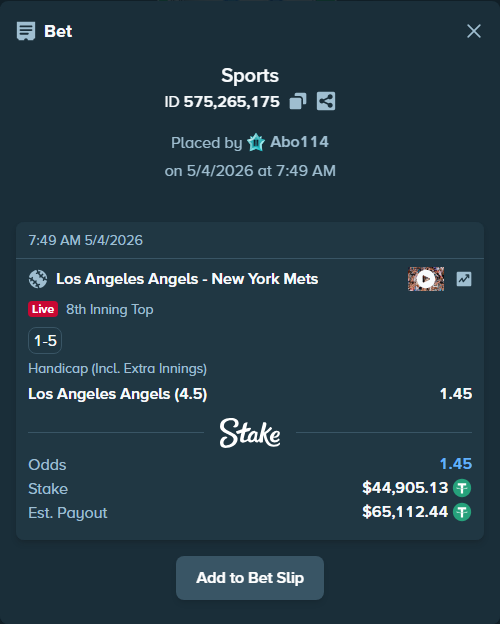 stakehighroller's tweet image. Los Angeles Angels - New York Mets — $44,905 laid down at 1.45.

Match this: stake.com/sports/home?ii…

#Baseball #MLB