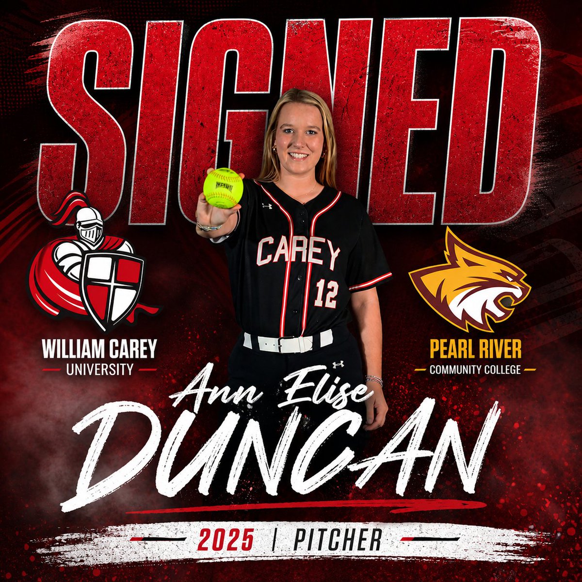 careywsoftball's tweet image. We’re thrilled to officially add JUCO standout, Ann Elise Duncan, to our 2026 class!! Help us welcome her to the WCU family! ✍️🎉🛡️🆙 #ArmorUp #ALLIN #NAIA #rightwaytoplay