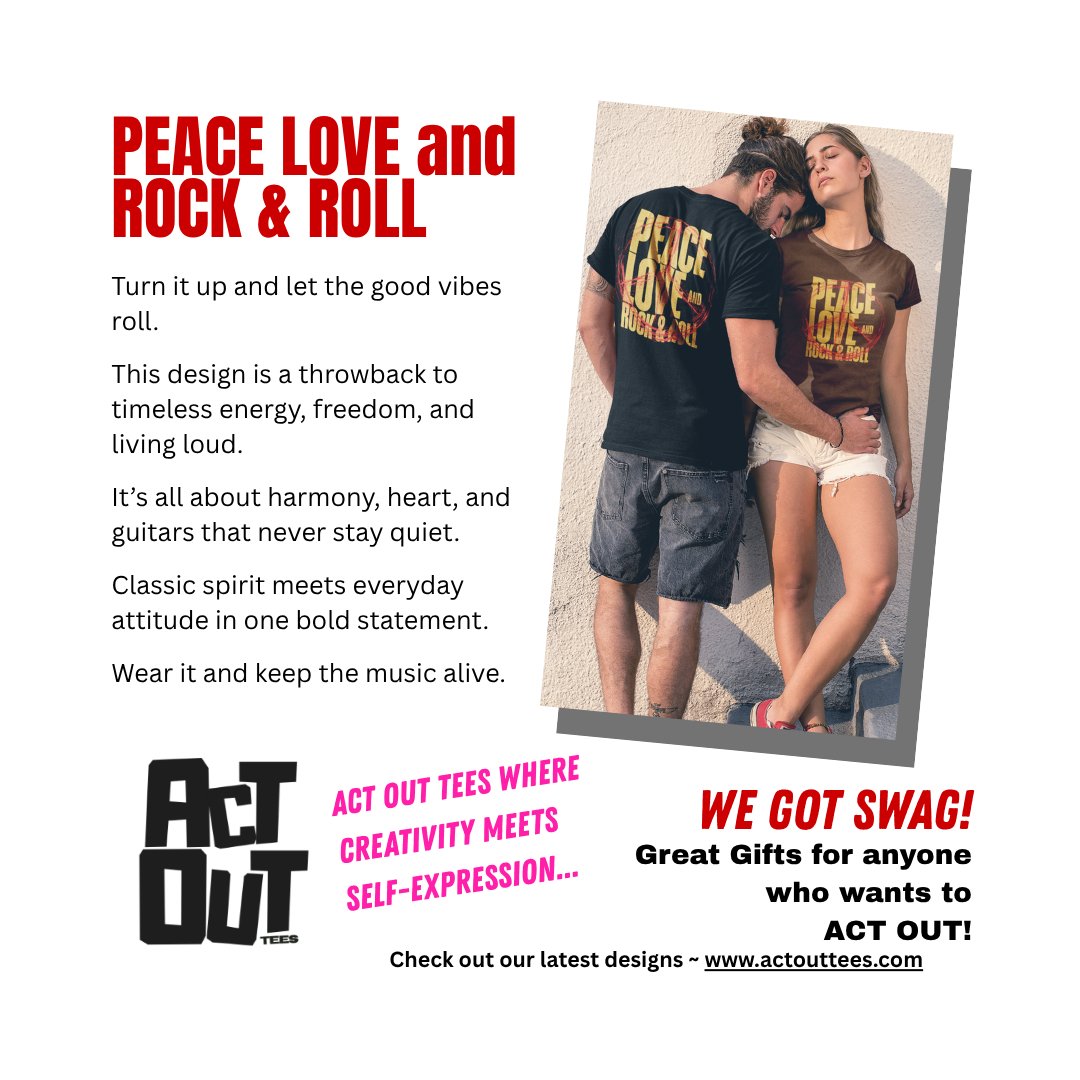 JoeNendza17334's tweet image. PEACE LOVE and ROCK &amp;amp; ROLL
Act Out Tees ~ ActOutTees.com
#rock #music #peace #love #guitar #vibes #retro #classic #loud #freedom #PrintOnDemand #Tees