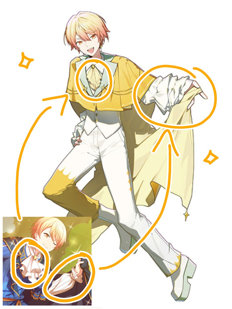 rikayu0722's tweet photo. another thing I love about the sekai symphony visuals is that, while rui looks like an elegant princess, tsukasa looks very princely... the collar, cravat, sleeves and cape style as well as the pose remind me a lot of the romeo tsukasa card!
the difference is absolute perfection! https://t.co/PEEVWZHq7A