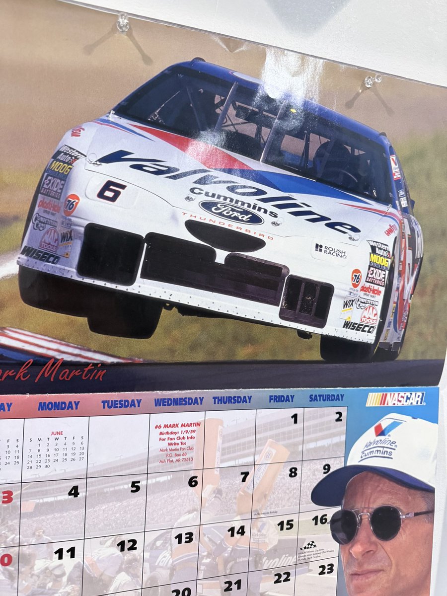 One of the greatest shots in nascar. Top of the hill, <a href="/RaceSonoma/">Sonoma Raceway</a>, catching air off the curb.  

And yes I reuse nascar calendars that fit the current year 😂