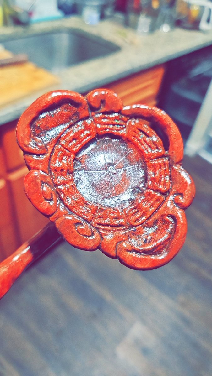 BlackUniGryphon's tweet image. #RuYi handle 

🪄☯️🧙‍♀️🧙🏾‍♂️ My #CustomMade #DIY #WIP #wand #WizardingWorld #Taoist #HarryPotter #sculpy #sculpture #CustomDesign #art #project #ArtProject #painting 
Ancient #Chinese "mu" (wood) also #Vajra