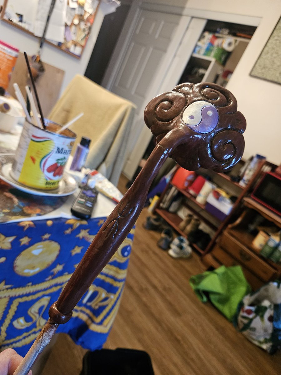 BlackUniGryphon's tweet image. RuYi handle 

🪄☯️🧙‍♀️🧙🏾‍♂️ My #CustomMade #DIY #WIP #wand #WizardingWorld #Taoist #HarryPotter #sculpy #sculpture #CustomDesign #art #project #ArtProject #painting