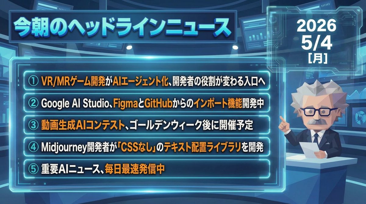 AI_techG's tweet photo. 📢  今朝のAIニュースじゃ！ https://t.co/C9z4LZFc0B