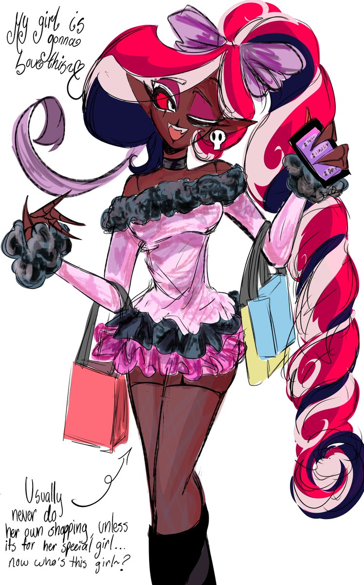 staticyaoi's tweet photo. drawing Velvette with curls, bows and furs is my passion 

day 3 : shopping! Velvette is shopping for her girlfriend🩷

#VelvetteWeek2026 https://t.co/5T1Z0pfHul
