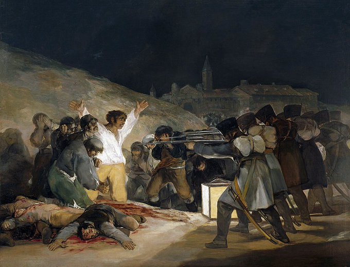 RBEZZATO's tweet image. #Efemérides. El 03 de Mayo de 1808, en la montaña del Príncipe Pío en Madrid, las tropas de ocupación francesas ejecutan masivamente a ciudadanos, sentenciados por una Comisión Militar, por participar en las revueltas del día anterior, que fueron sofocadas violentamente.