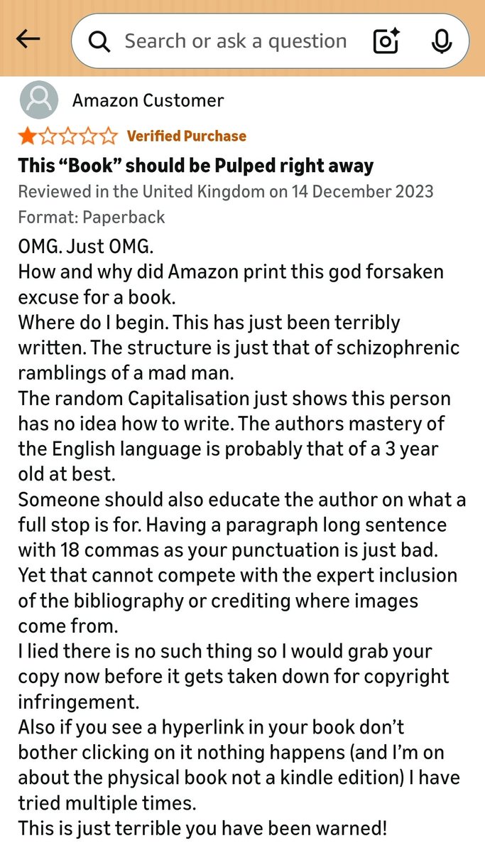 Ghostbanned7's tweet image. The reviews of this appallingly-badly written book are exactly what I'd hoped for and expected:

#GottaLieToFlerf #Flerf #FlatEarth            #Science, #Bitches!