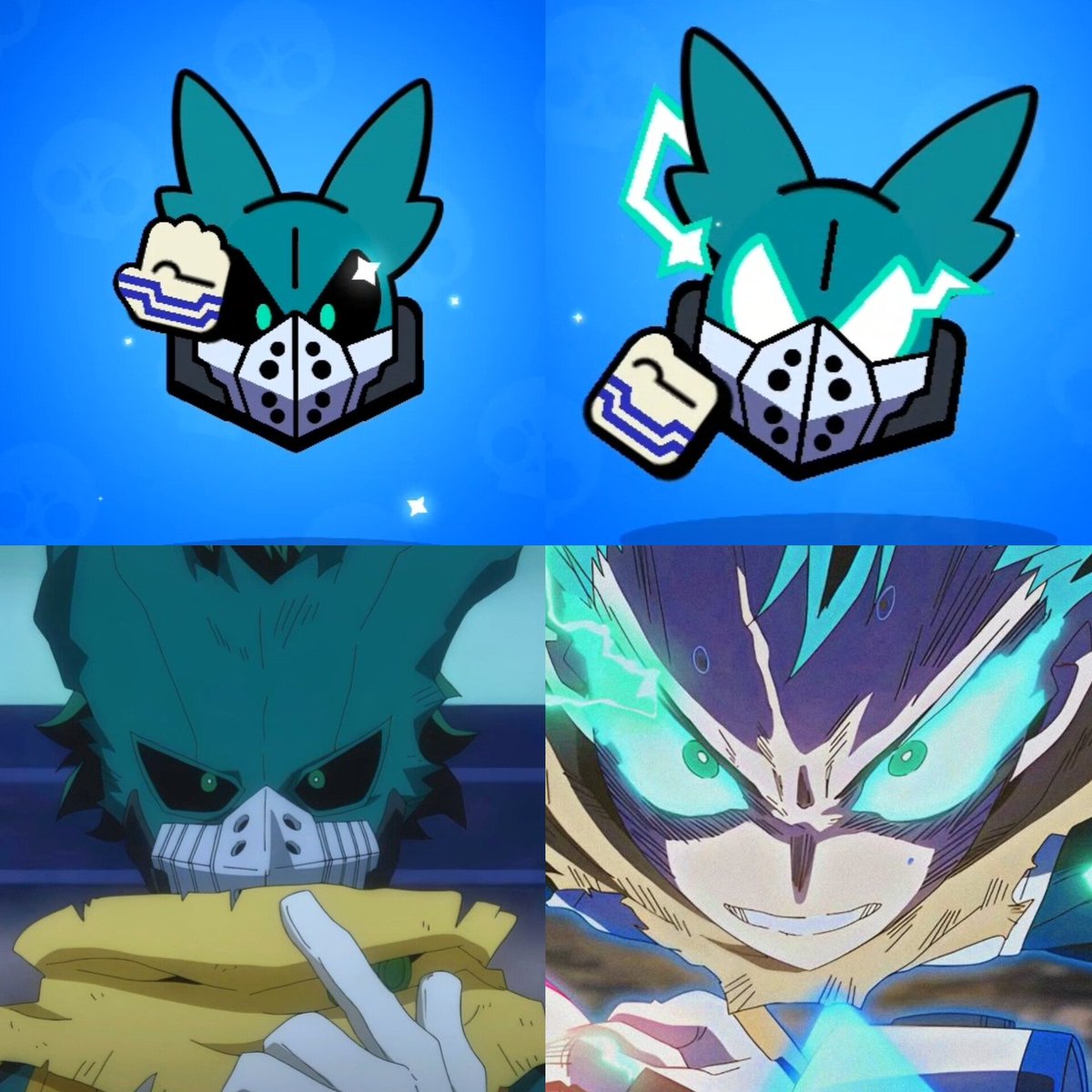 Me encanta éste pin de Fang DEKU por un segundo es básicamente Dark Deku y con los ojos completamente iluminados me recuerda al full cowl