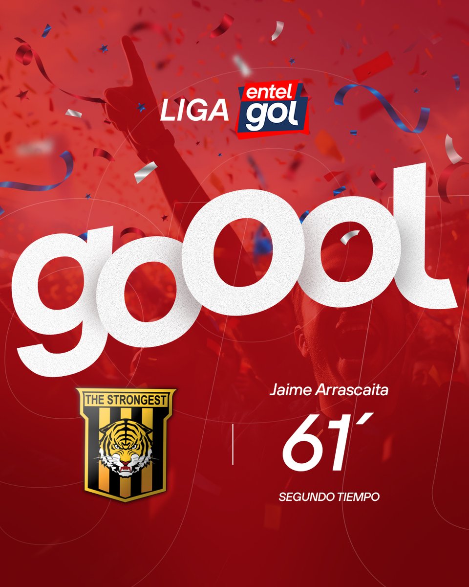 entelgol's tweet image. ⚽🔥 ¡GOOOOL de The Strongest!

Jaime Arrascaita al 61’ pone en ventaja al Tigre 👀💥

#LigaProfesional2026 #TheStrongest #ABB #Fecha5 #EntelGol #FútbolBoliviano #Gol