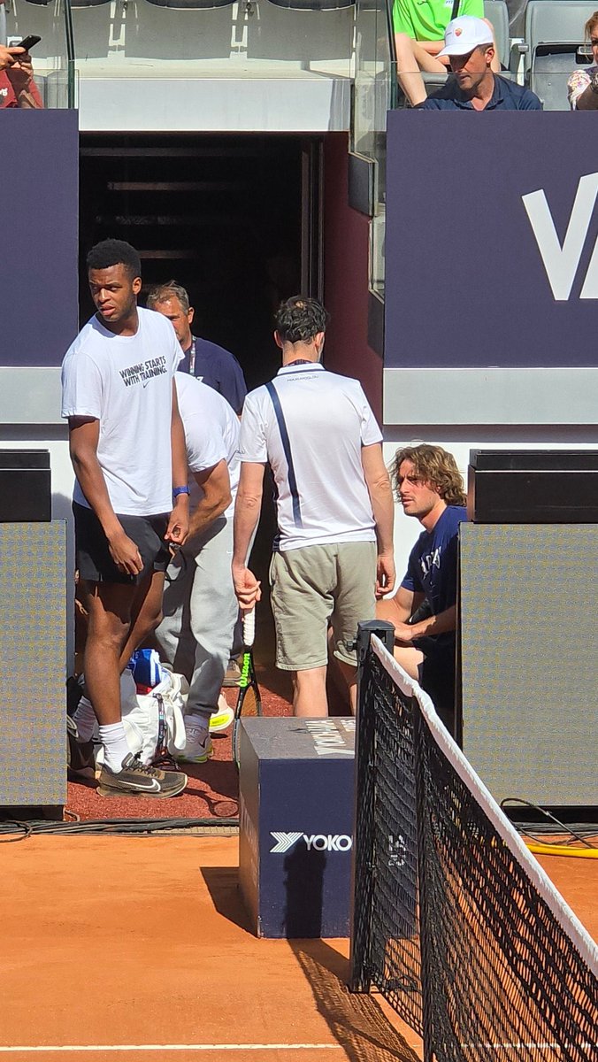 TennisMediaHype's tweet image. Greek #1 Stefanos Tsitsipas (World #3 high) practiced on Center Court at Foro Italico in Rome, Italy (with Perricard)

Sunday May 3, 2026

Ahead of #IBI26 ATP Masters 1000 claycourt tennis tournament where Stef has been a finalist before 

Jasmine Paolini cameo

📸 Rosella Rome
