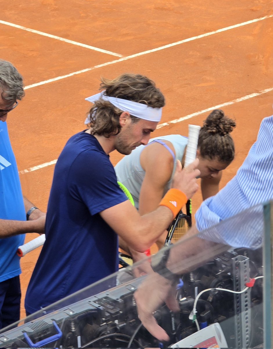 TennisMediaHype's tweet image. Greek #1 Stefanos Tsitsipas (World #3 high) practiced on Center Court at Foro Italico in Rome, Italy (with Perricard)

Sunday May 3, 2026

Ahead of #IBI26 ATP Masters 1000 claycourt tennis tournament where Stef has been a finalist before 

Jasmine Paolini cameo

📸 Rosella Rome
