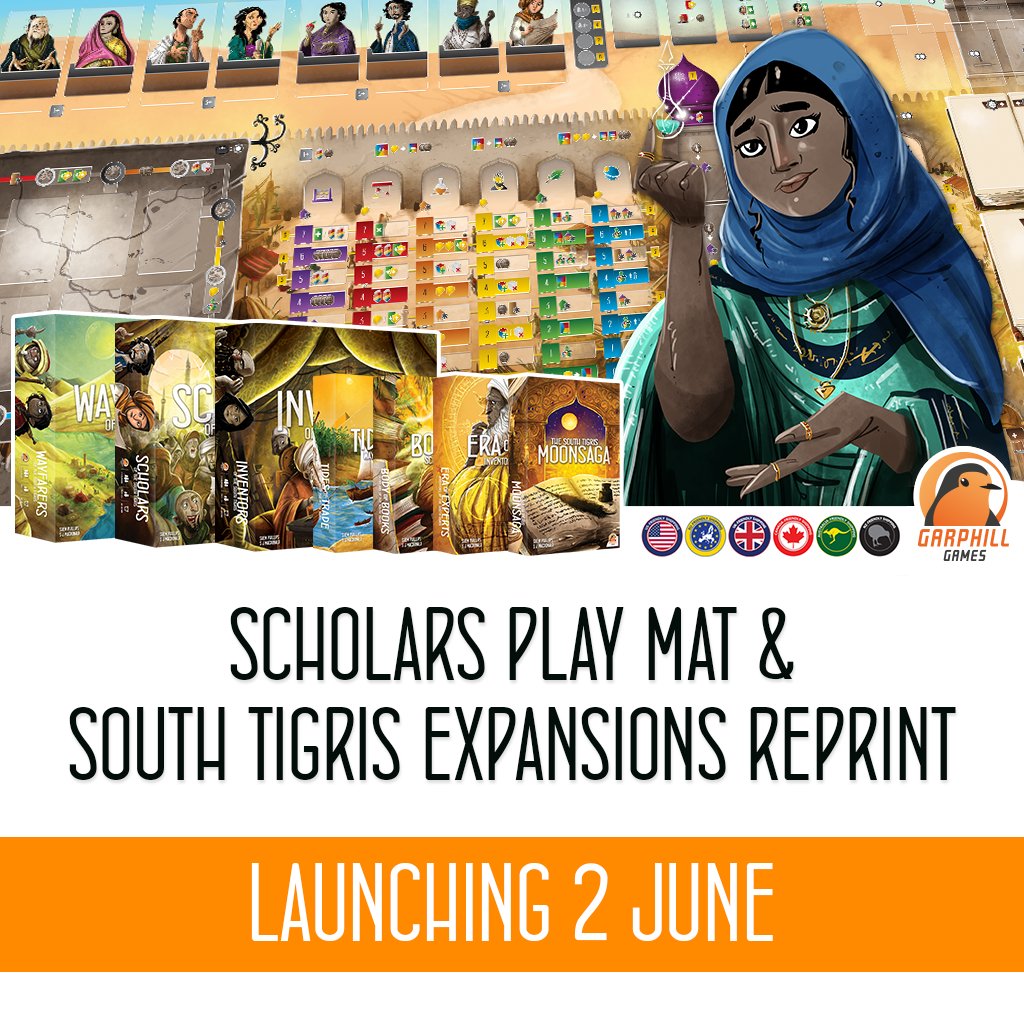 garphillgames's tweet photo. 📢South Tigris fans!📢

On 2 June, we’re launching a short Kickstarter for South Tigris expansion reprints, plus a brand-new Scholars of the South Tigris play mat.

Follow the pre-campaign page now to be notified on launch 👉 https://t.co/MlyBkSqs8d https://t.co/XGnkDORoR3