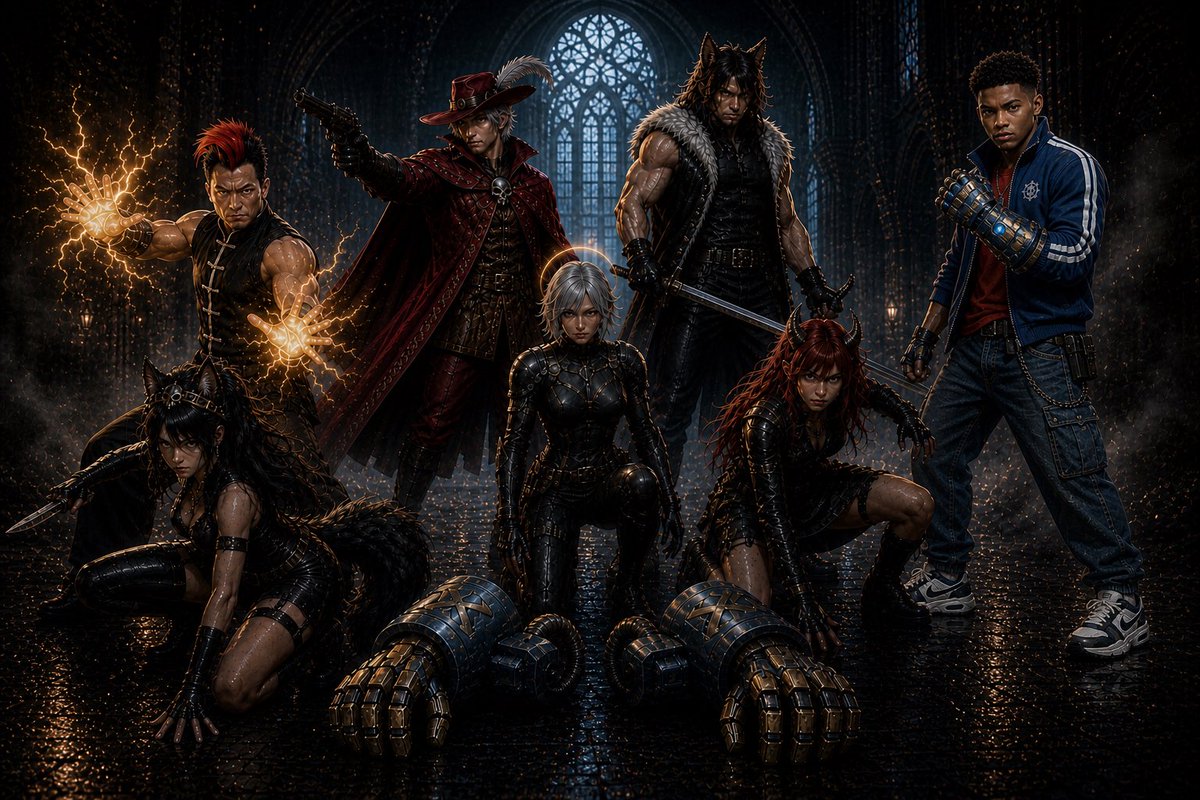 IronTiger44's tweet photo. Ladies and gentlemen, the stars of the Music video I am doing for @JeseHellWheeler. 
Starring 
Lei Long (on loan from Image of the Tiger)
@AsNmJackal48xl 
@TolvanSkull 
@itamiworks 
@TylerWool56405 
@GeneralGravey 
And new character, Derek, who sports power gloves made for him by Itami. 

I call them, The Young Dragons. 

What do you think?