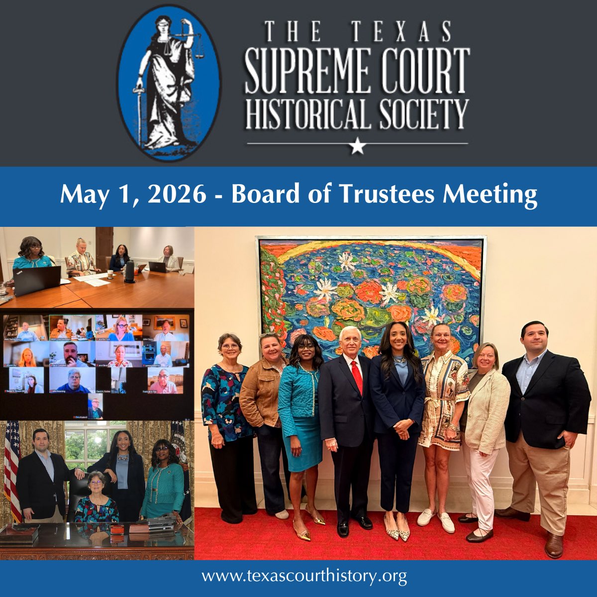 SCOTXHistSocy's tweet photo. We had a wonderful meeting in Dallas with the @SCOTXHistSocy Board of Trustees. Thank you to all of the trustees who attended and contributed to a productive discussion. #TXlaw #TXlawyer #TXlawyers #TSCHS #SCOTX https://t.co/cT6byFIuJz