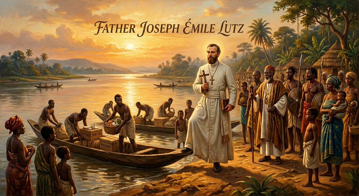 art4dday's tweet photo. Fr. Joseph Émile Lutz 
Across the river, into the unknown, for souls.
#FrLutz #SpiritanMissions #AfricaMissions #CatholicMissionary https://t.co/FLCpjtd5HE