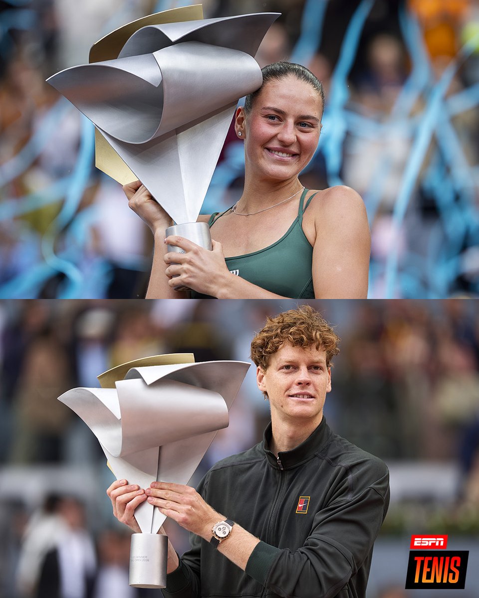 ESPNtenis's tweet image. 🇺🇦 Marta Kostyuk &amp;amp; 🇮🇹 Jannik Sinner, los campeones de #Madrid. 🏆